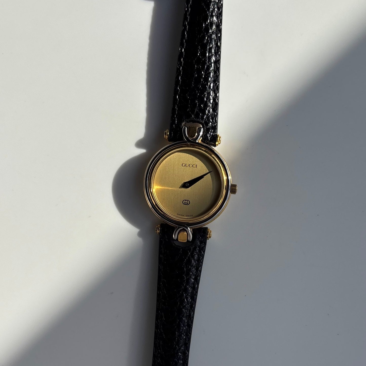 Gucci 1990s Round Dial Two Tone Watch