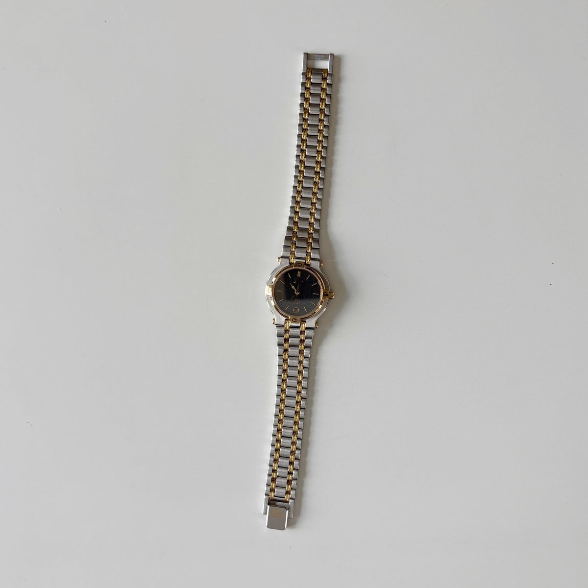 Gucci 1980s Date Round Dial Two Tone Gold Plated Watch