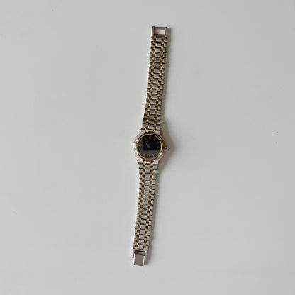 Gucci 1980s Date Round Dial Two Tone Gold Plated Watch