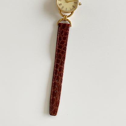 Gucci 1990s Gold Plated Round Dial Horsebit Watch
