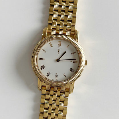 Yves Saint Laurent 1990s Round Dial Gold Plated Watch (Large)