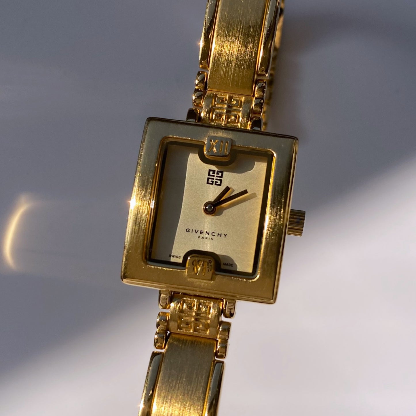 Givenchy 1990s Square Gold Plated Watch