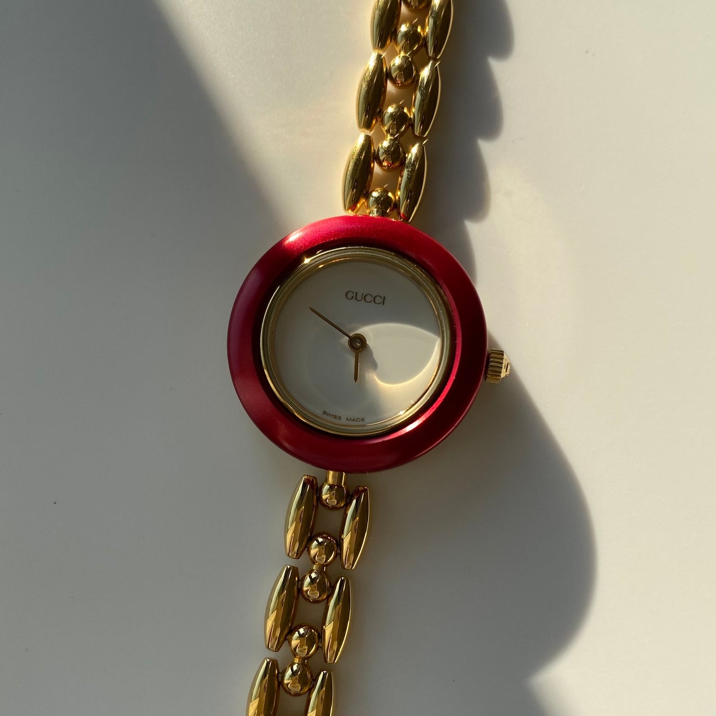 Gucci 1990s Interchangeable Bezel Gold Plated Watch with 6 bezels, case (160mm)