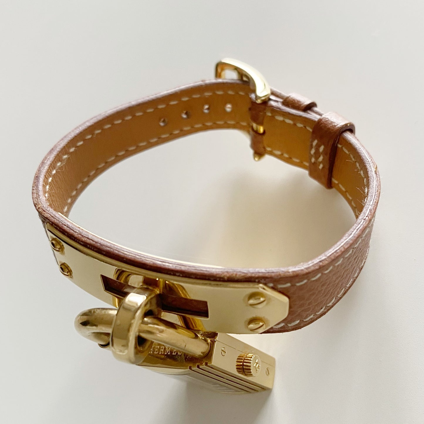 Hermes 1990s Kelly Gold Plated Watch