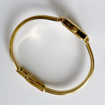 Gucci 1990s Square Gold Plated Bangle Watch