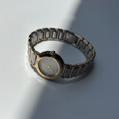 Yves Saint Laurent 1990s Round Dial Two Tone Gold Plated Watch