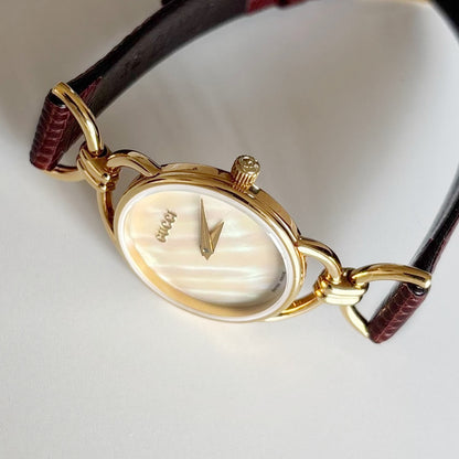 Gucci 1990s Seashell Dial Gold Plated Watch