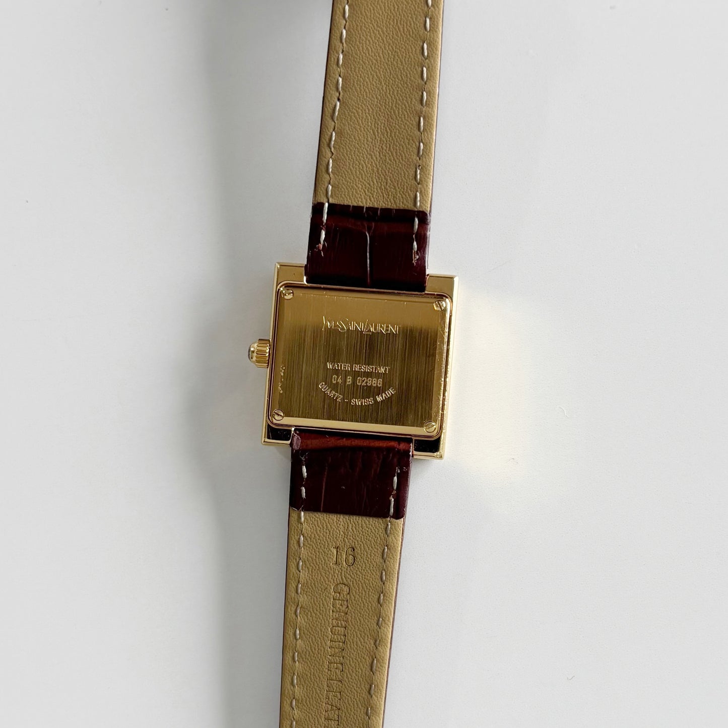 Yves Saint Laurent 1990s Square Dial Gold Plated Watch
