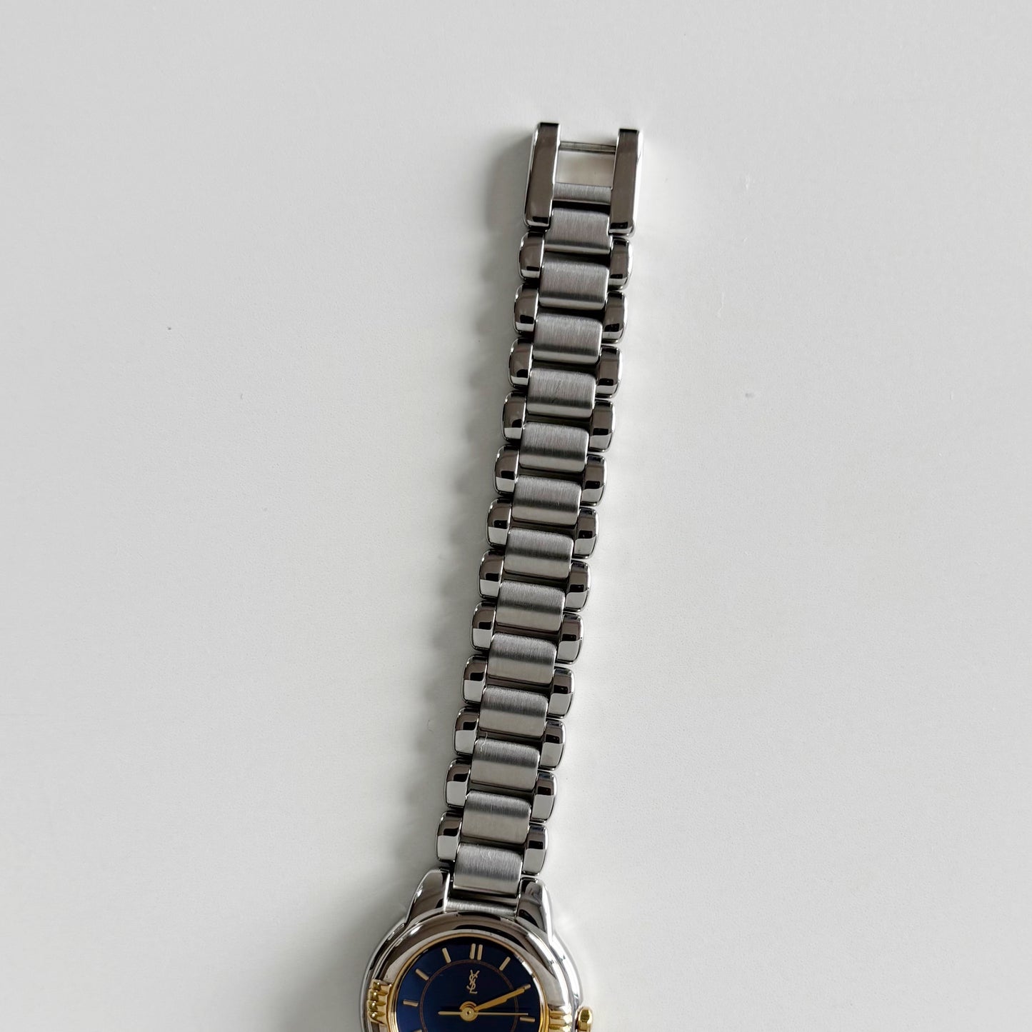 Yves Saint Laurent 1990s Navy Dial Two Tone Watch
