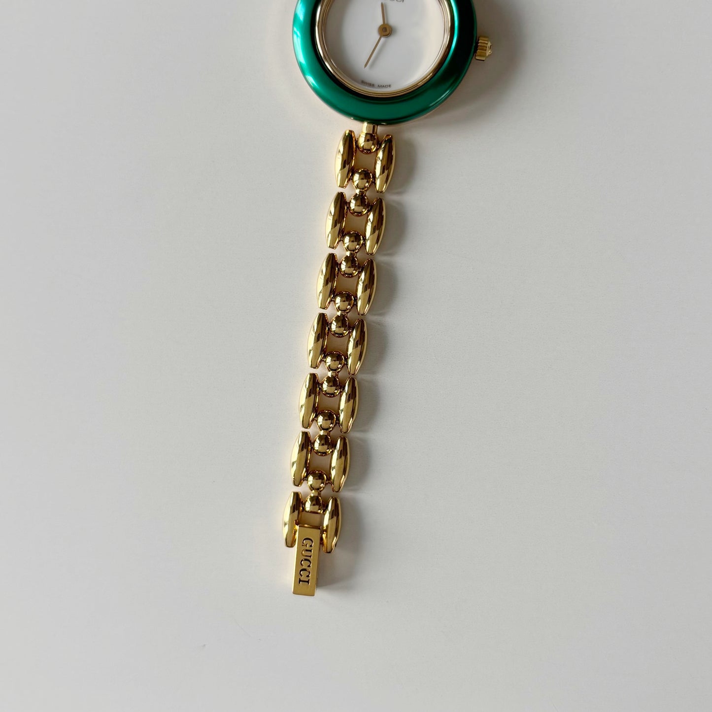 Gucci 1990s Interchangeable Bezel Gold Plated Rice Chain Watch with case, 6 bezels (160mm)