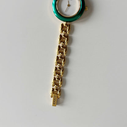 Gucci 1990s Interchangeable Bezel Gold Plated Rice Chain Watch with case, 6 bezels (160mm)
