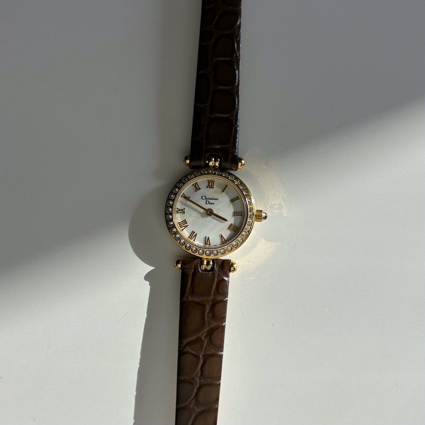 Dior 1990s Seashell Round Dial Gold Plated Watch