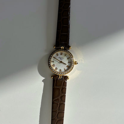 Dior 1990s Seashell Round Dial Gold Plated Watch