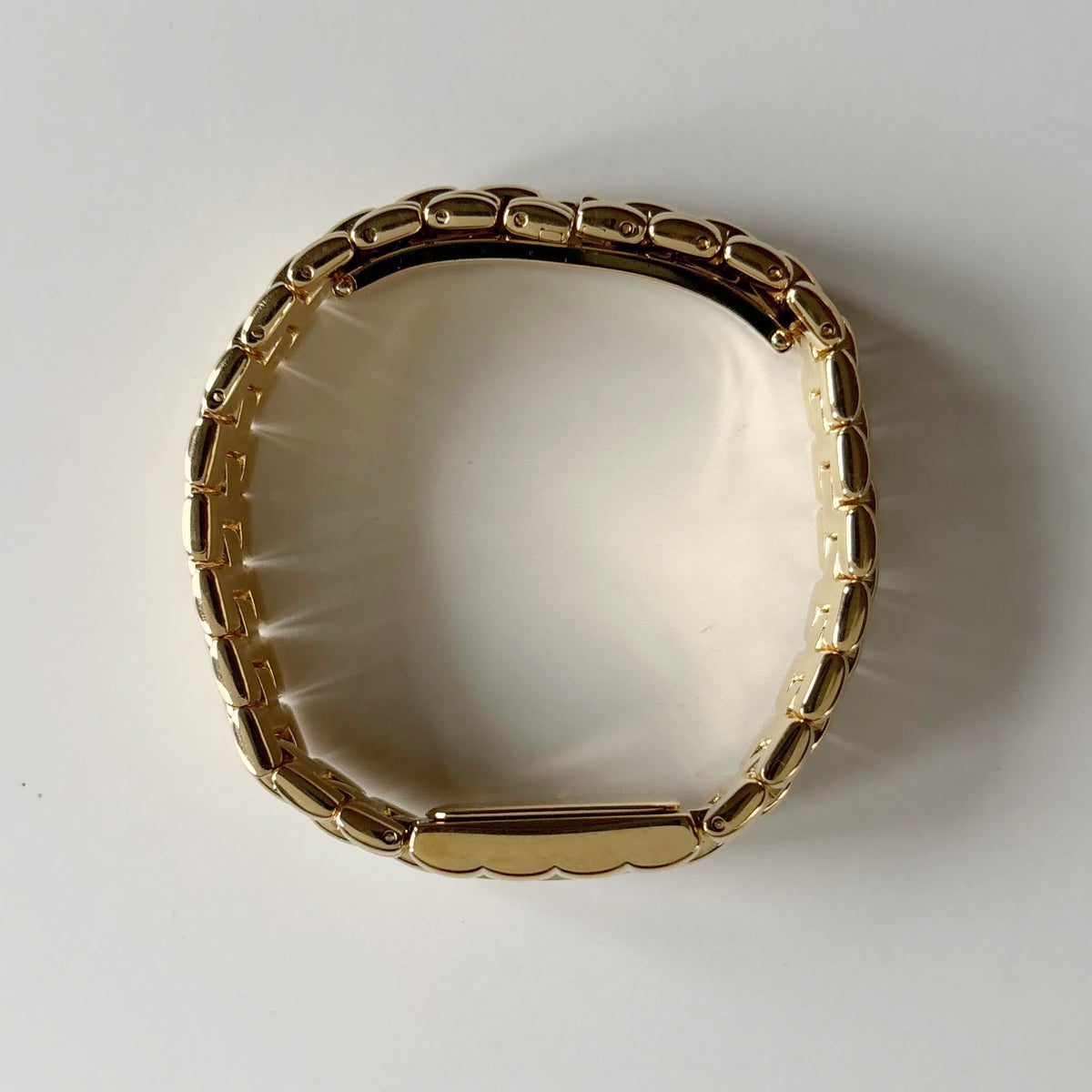 Fendi 1990s Rectangular White Dial Gold Plated Watch