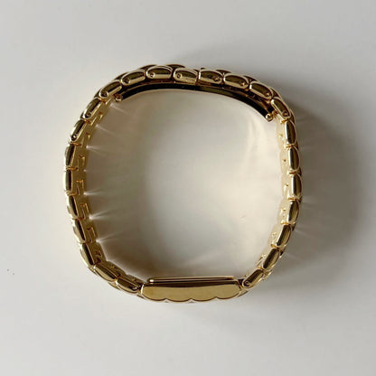 Fendi 1990s Rectangular White Dial Gold Plated Watch