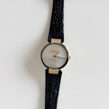 Dior 1990s Seashell Dial Gold Plated Watch