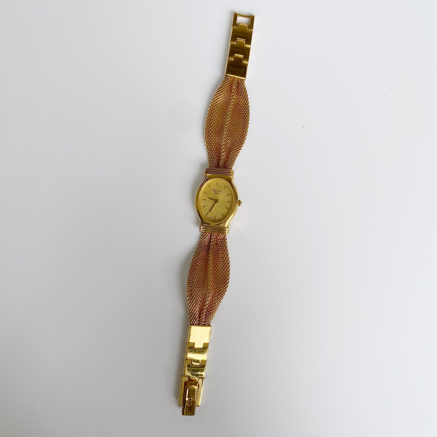 Dior 1990s Oval Dial Gold Plated Watch