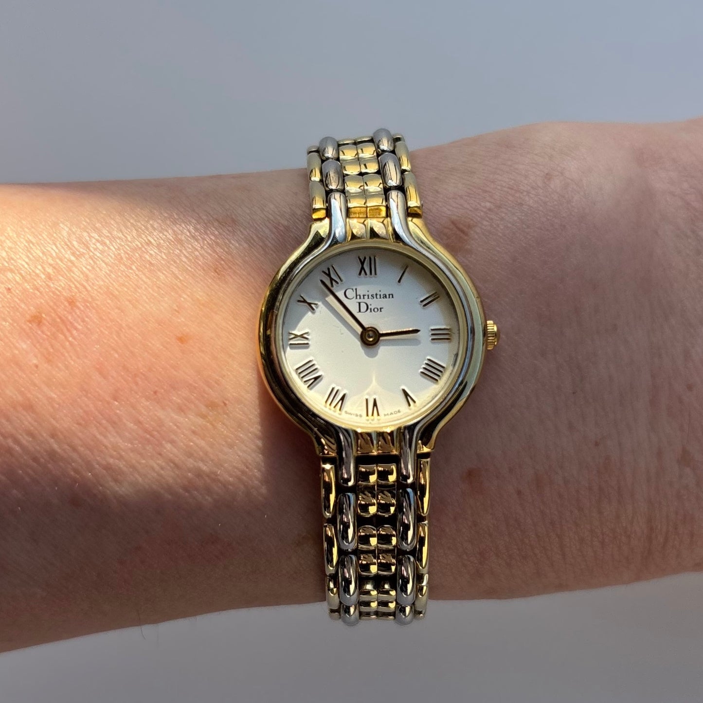 Dior 1990s Round Dial Two Tone Watch