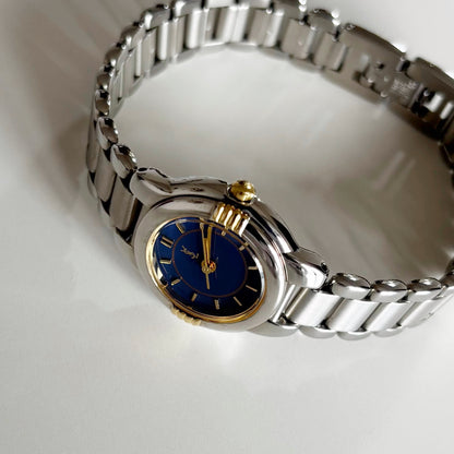 Yves Saint Laurent 1990s Navy Dial Two Tone Watch