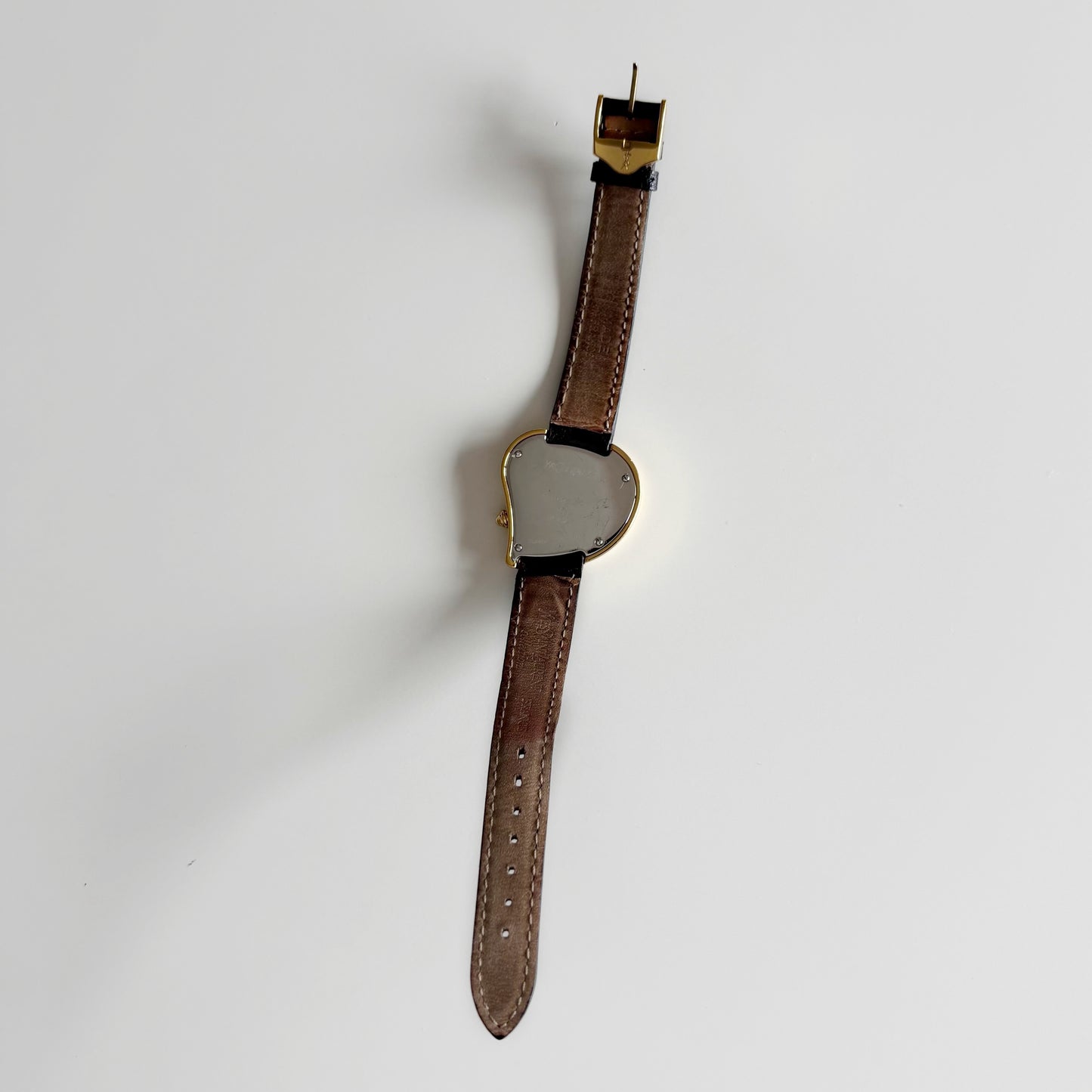 Yves Saint Laurent 1990s Heart Shaped Dial Gold Plated Watch
