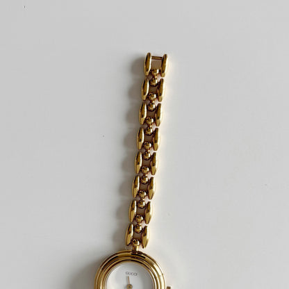 Gucci 1990s Interchangeable Bezel Gold Plated Watch with 6 bezels, case (167mm)