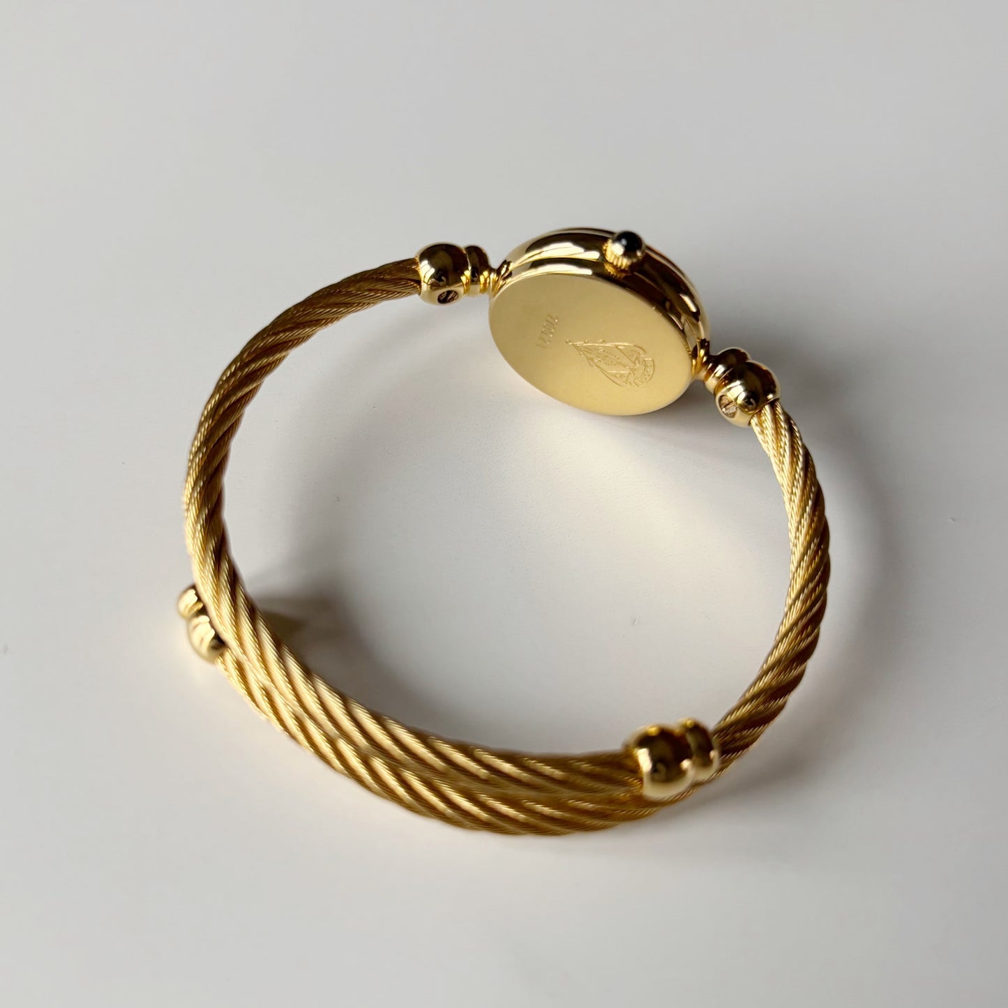 Gucci 1990s Black Dial Gold Plated Cable Bangle Watch