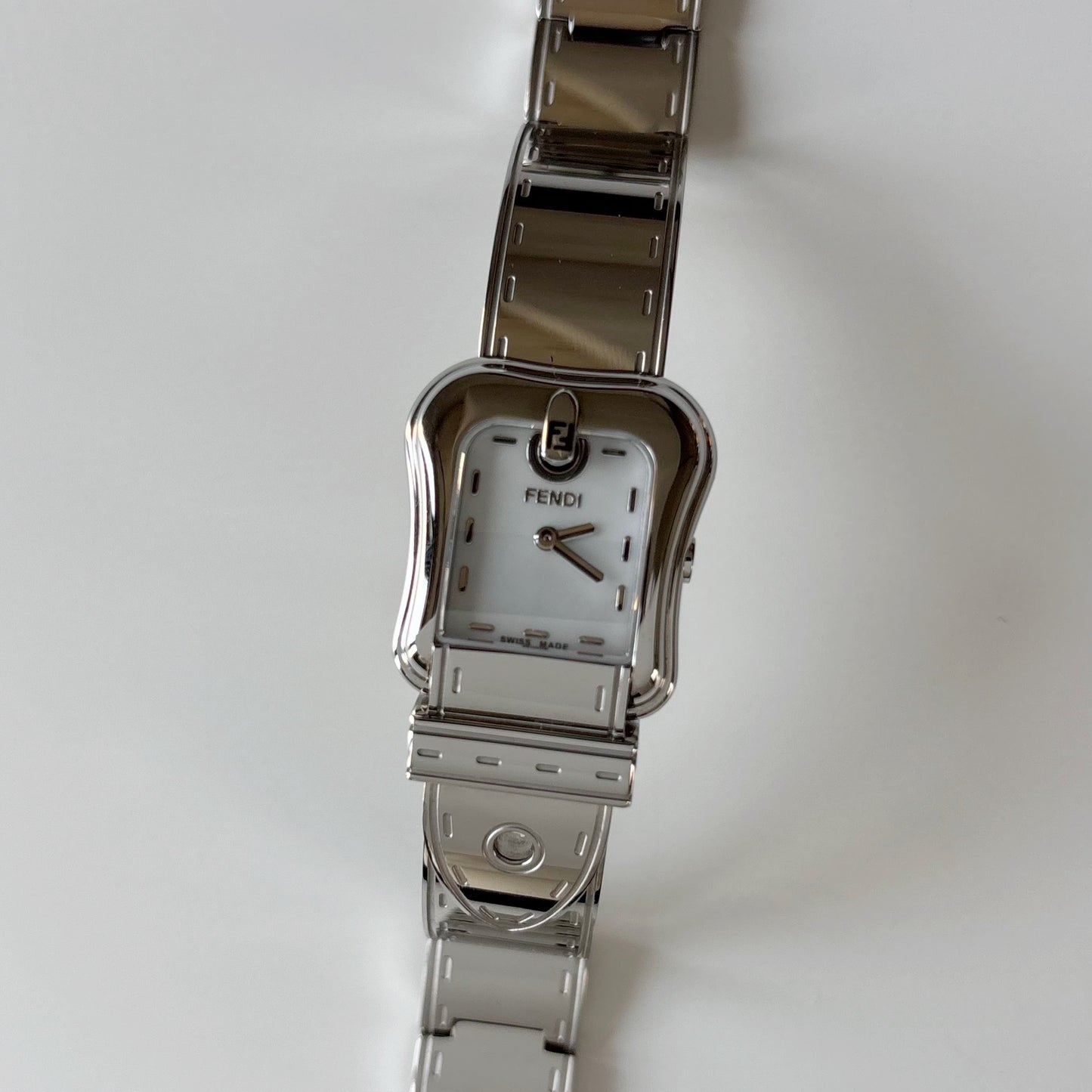 Fendi 1990s Seashell Dial Stainless steel Silver Buckle Watch