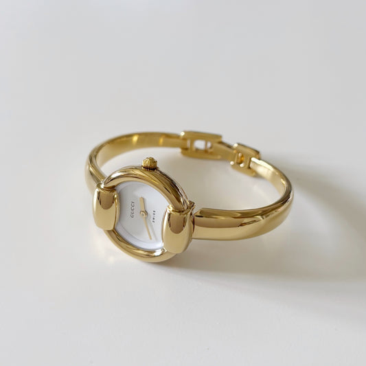 Gucci 1990s Gold Plated Bangle Watch (Small)