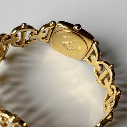 Gucci 1990s Seashell Dial Horsebit Gold Plated Watch