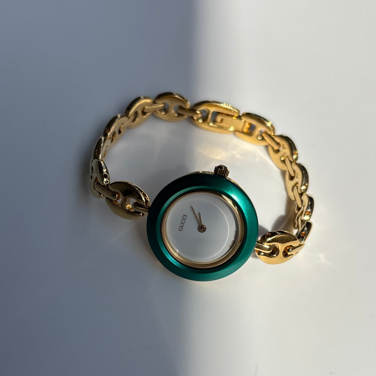 Gucci 1990s Interchangeable Bezel Gold Plated Chain Watch with 6 bezels, case (165mm)