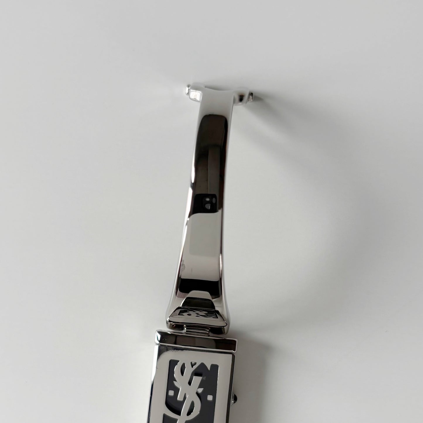 Yves Saint Laurent 1990s Black Dial Silver Bangle Watch