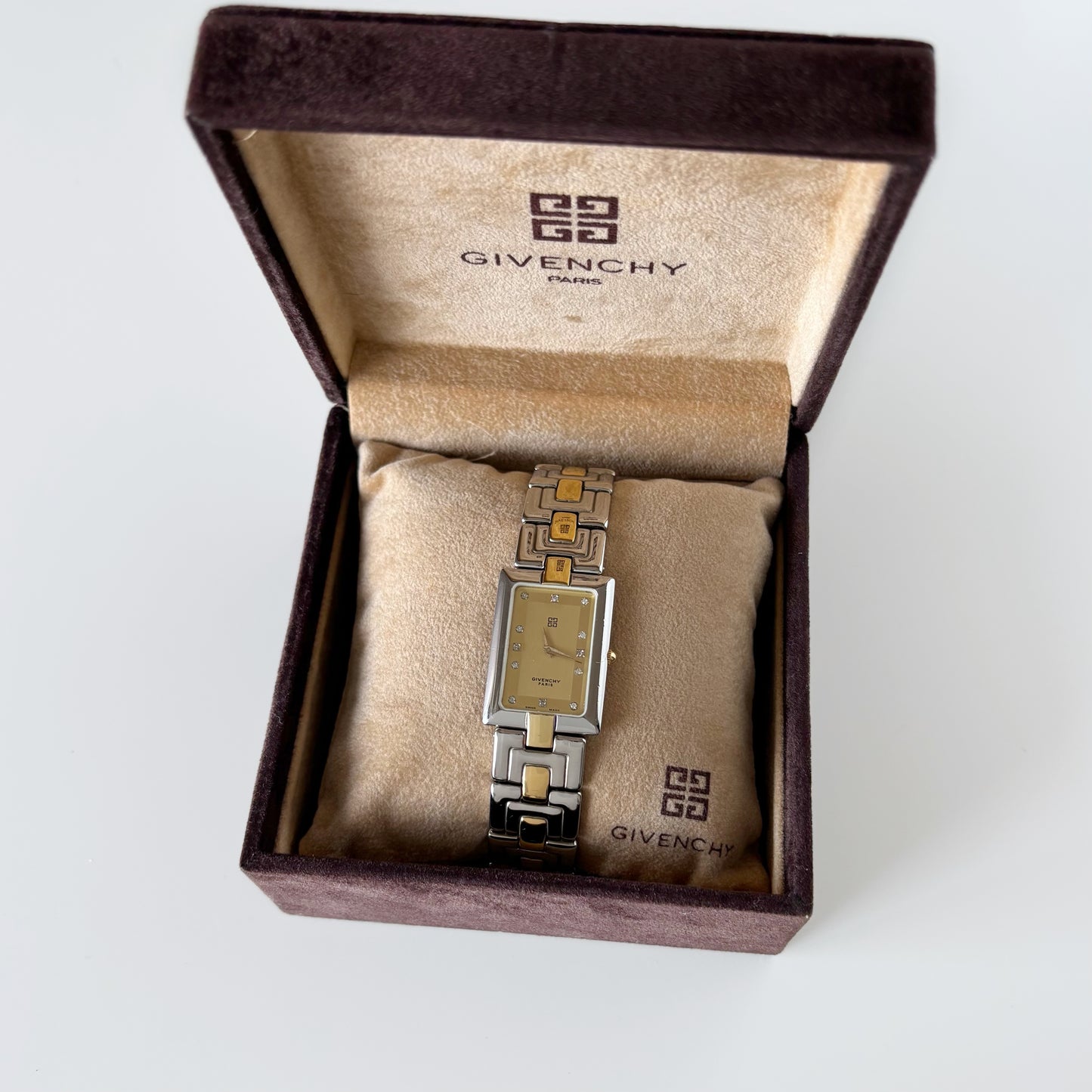 Givenchy 1990s Tank Two Tone Watch
