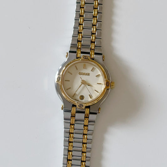 Gucci 1990s Two Tone Date Watch