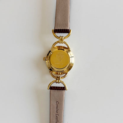 Gucci 1990s Gold Dial Horsebit Gold Plated Watch