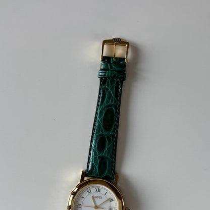 Gucci 1990s Date Round Dial Gold Plated Watch (Large)