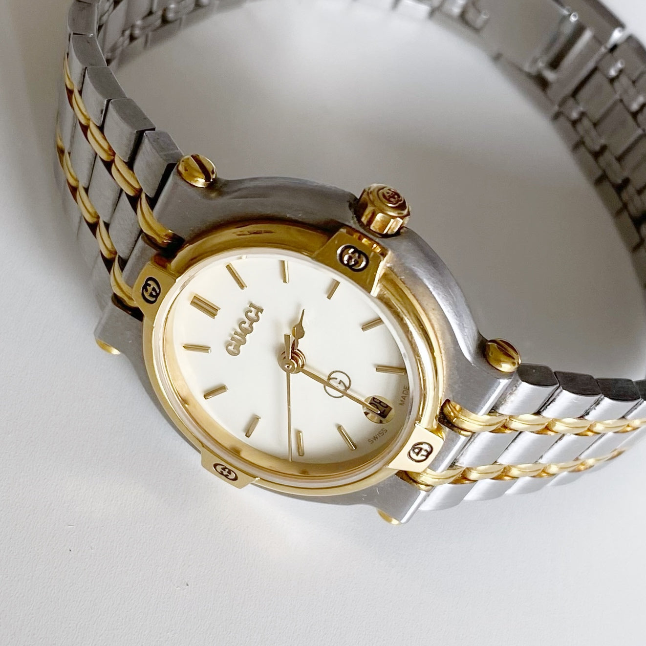 Gucci 1990s Gold Plated Two Tone Watch