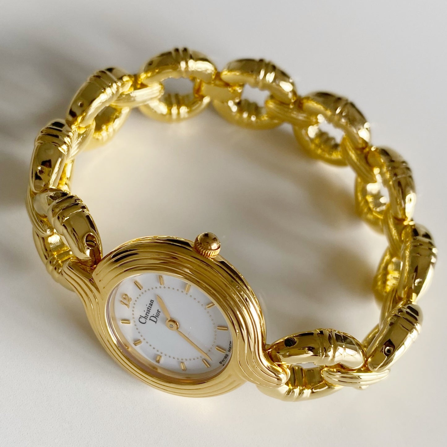 Dior 1990s Round Dial Gold Plated Watch