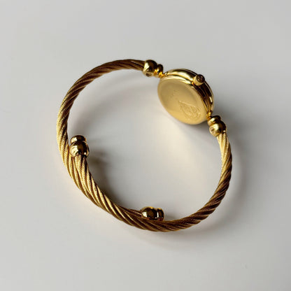 Gucci 1980s Round Dial Cable Band Bangle Watch