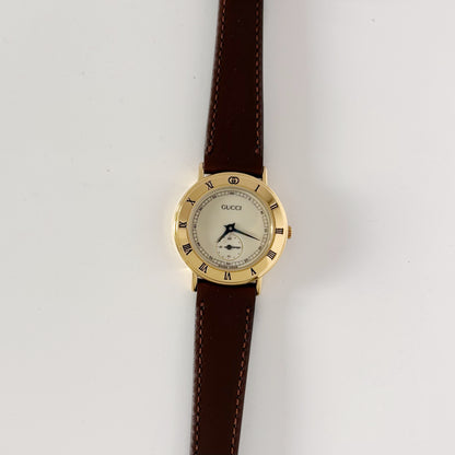 Gucci 1990s Sub second Round Dial Watch