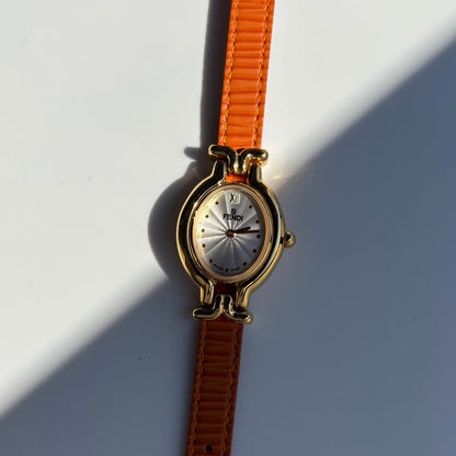 Fendi 1990s Interchangeable Belt Gold Plated  Watch with 5 belts, case