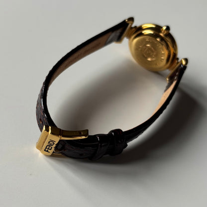 Fendi 1990s Seashell Dial Gold Plated Watch