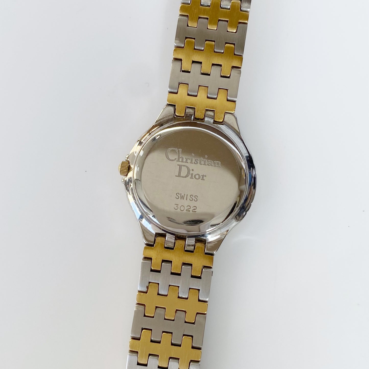 Dior 1990s Date Round Two Tone Watch