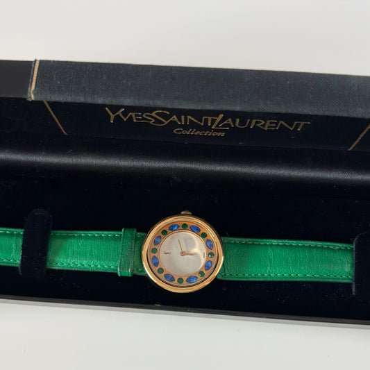 Yves Saint Laurent 1990s Round Dial Gold Plated Watch