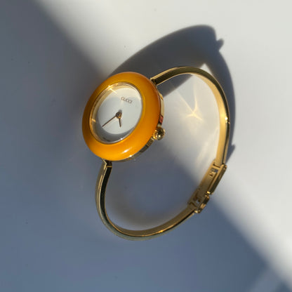Gucci 1990s Interchangeable Bezel Gold Plated Watch with 12 bezels, case