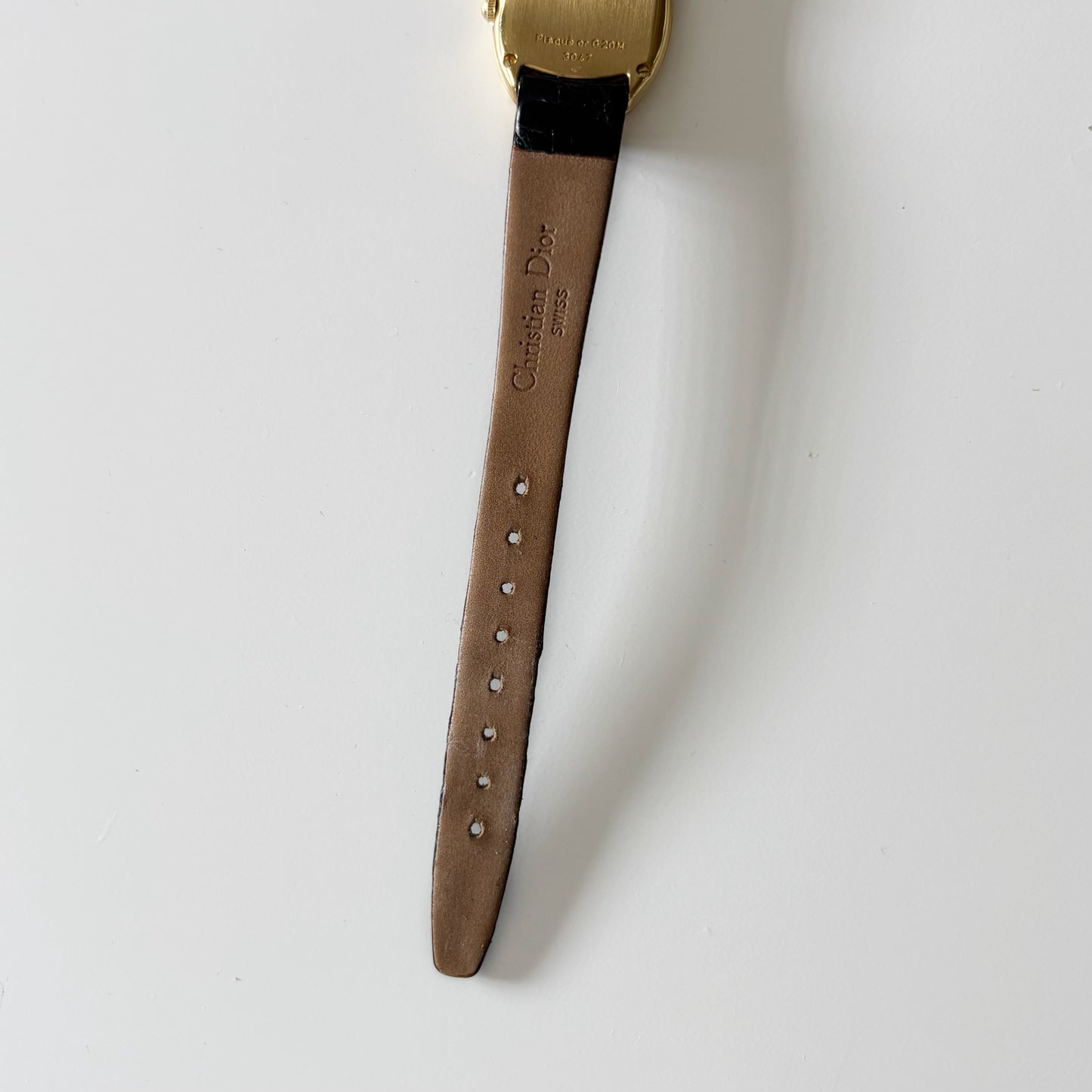 Dior 1990s Baignoire Gold Plated Leather Watch