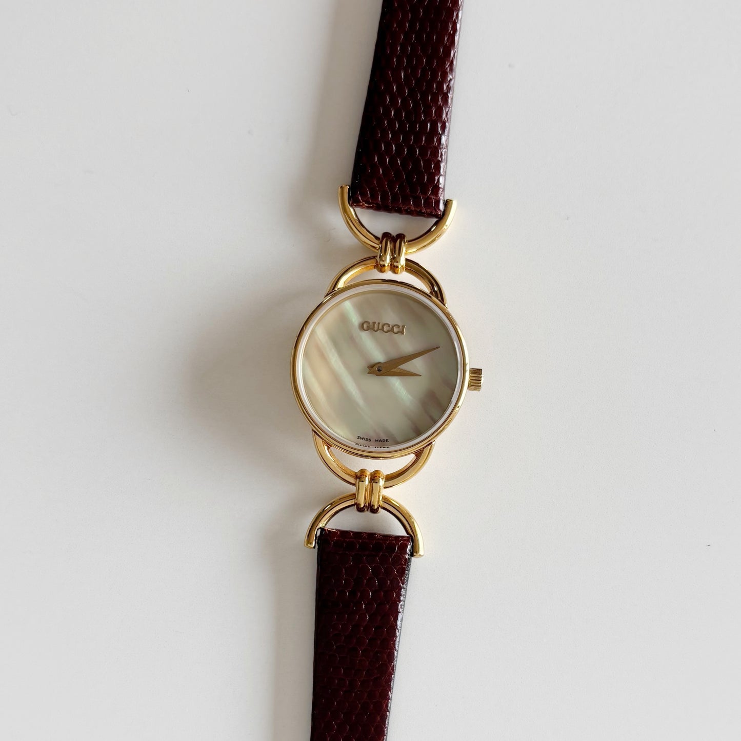Gucci 1990s Seashell Dial Gold Plated Watch