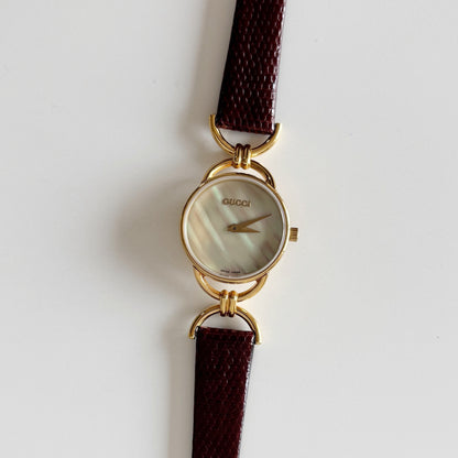 Gucci 1990s Seashell Dial Gold Plated Watch