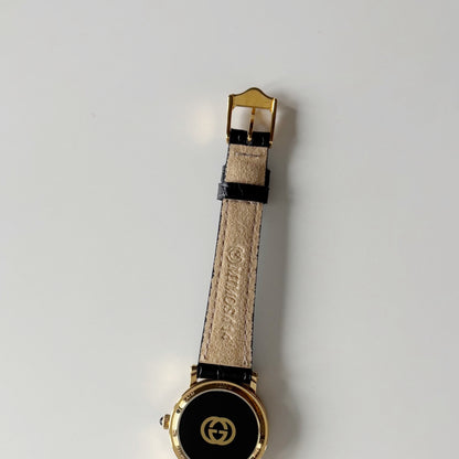 Gucci 1990s Date Round Dial Gold Plated Watch