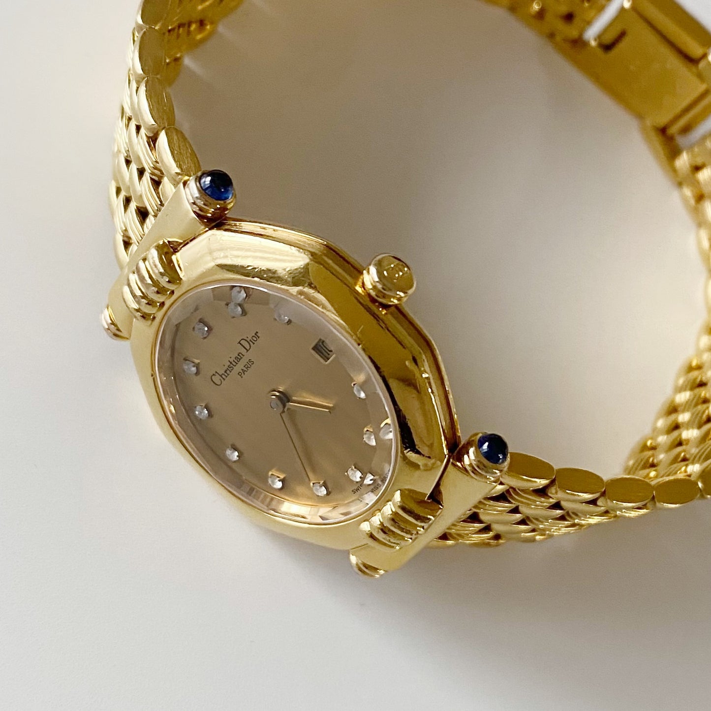 Dior 1990s Octagon Gold Plated Watch