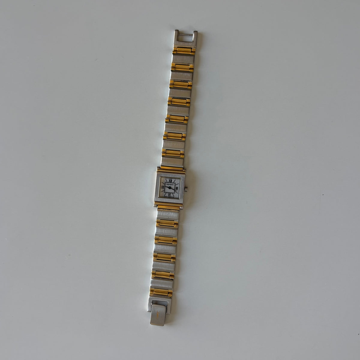 Yves Saint Laurent 1990s Square Dial Two-Tone Gold-Plated Watch